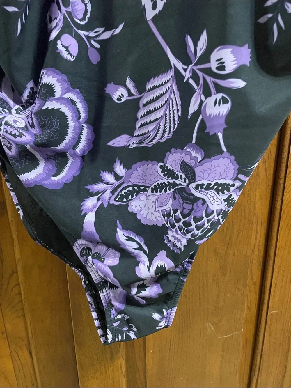 BloomChic Black &  Purple Floral V-Neck Swimsuit NWT Sz. 14/16 very pretty